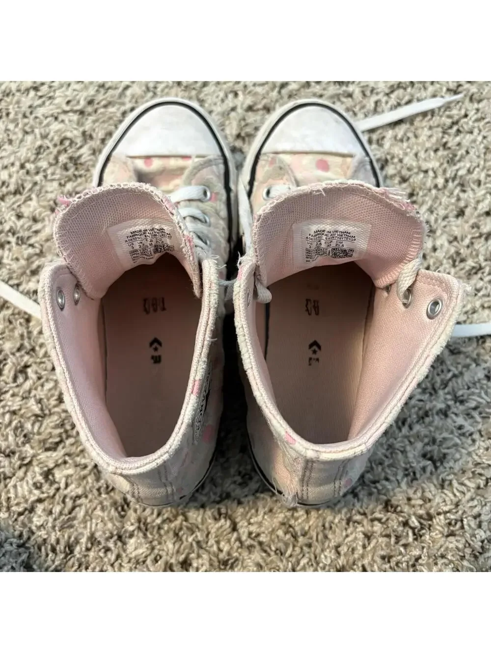Converse Floral High Top Sneakers Chuck Taylor All Star Youth 3 Pink School
